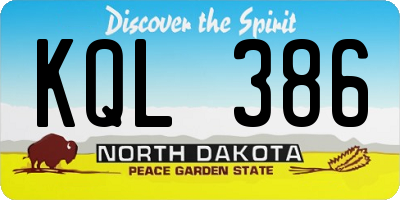 ND license plate KQL386