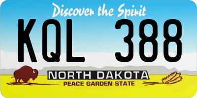 ND license plate KQL388