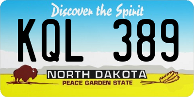 ND license plate KQL389