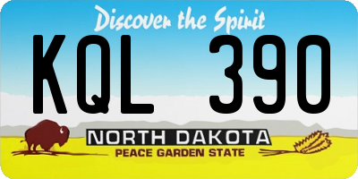 ND license plate KQL390