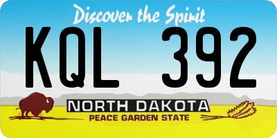 ND license plate KQL392