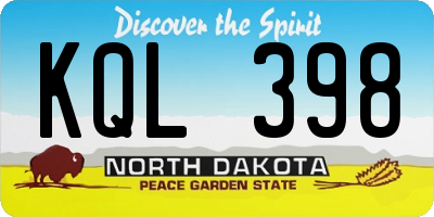 ND license plate KQL398