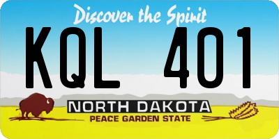 ND license plate KQL401