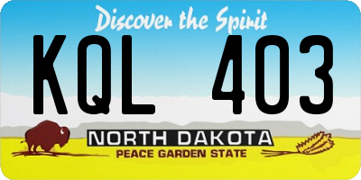 ND license plate KQL403