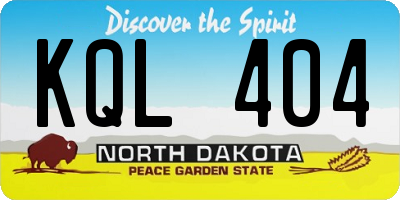 ND license plate KQL404