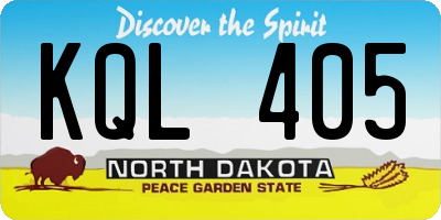 ND license plate KQL405