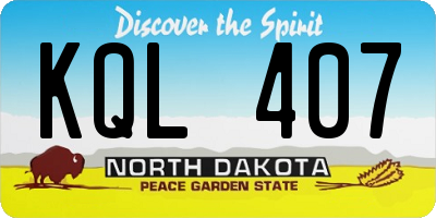 ND license plate KQL407