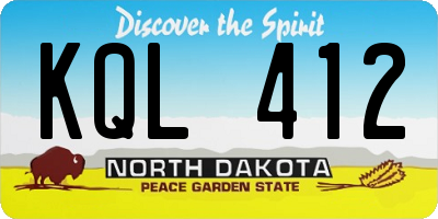 ND license plate KQL412