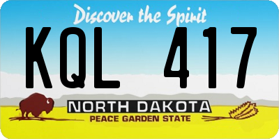 ND license plate KQL417
