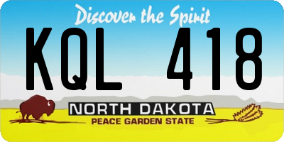 ND license plate KQL418