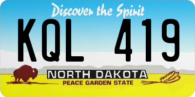 ND license plate KQL419