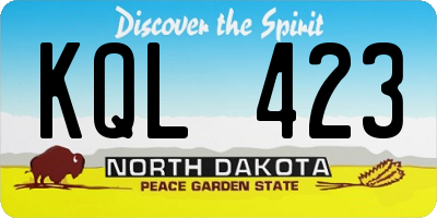 ND license plate KQL423