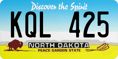 ND license plate KQL425