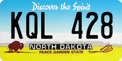 ND license plate KQL428