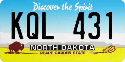 ND license plate KQL431