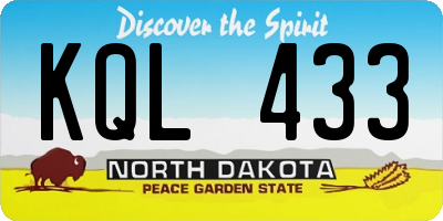 ND license plate KQL433