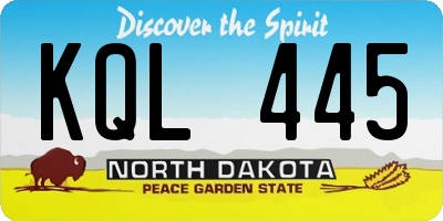 ND license plate KQL445