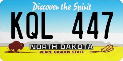 ND license plate KQL447