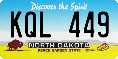 ND license plate KQL449