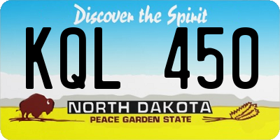 ND license plate KQL450