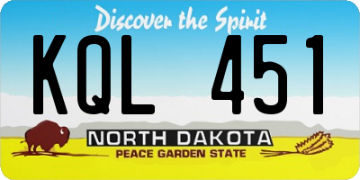 ND license plate KQL451