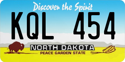 ND license plate KQL454