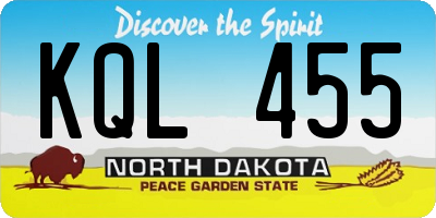 ND license plate KQL455