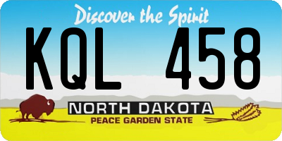 ND license plate KQL458