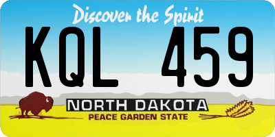 ND license plate KQL459