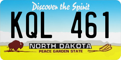 ND license plate KQL461