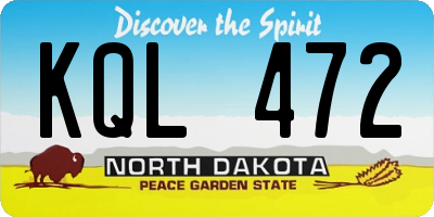 ND license plate KQL472