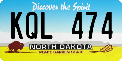 ND license plate KQL474