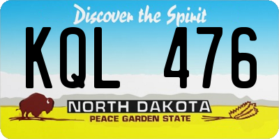 ND license plate KQL476