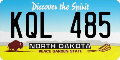 ND license plate KQL485