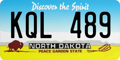 ND license plate KQL489