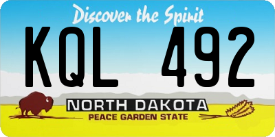 ND license plate KQL492