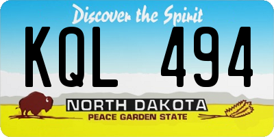 ND license plate KQL494