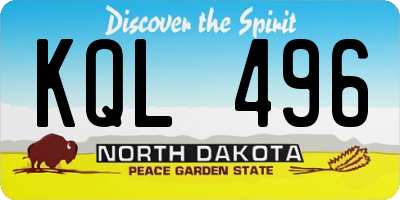 ND license plate KQL496