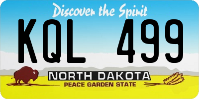 ND license plate KQL499