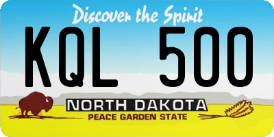 ND license plate KQL500