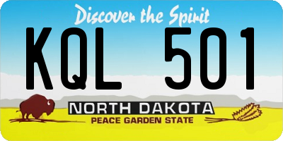 ND license plate KQL501