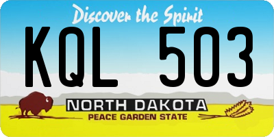 ND license plate KQL503