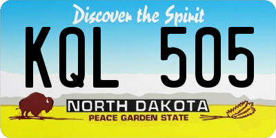 ND license plate KQL505