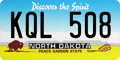 ND license plate KQL508