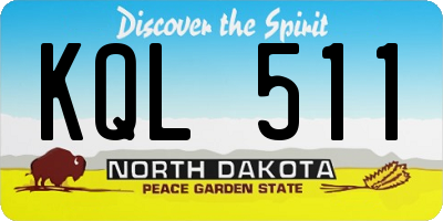 ND license plate KQL511