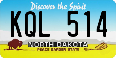 ND license plate KQL514