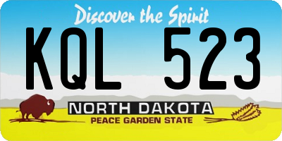 ND license plate KQL523