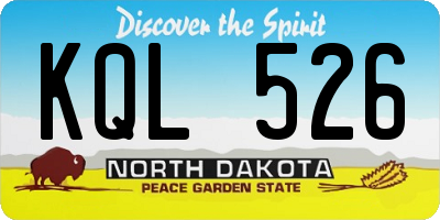 ND license plate KQL526
