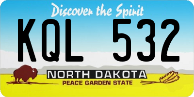ND license plate KQL532