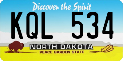 ND license plate KQL534